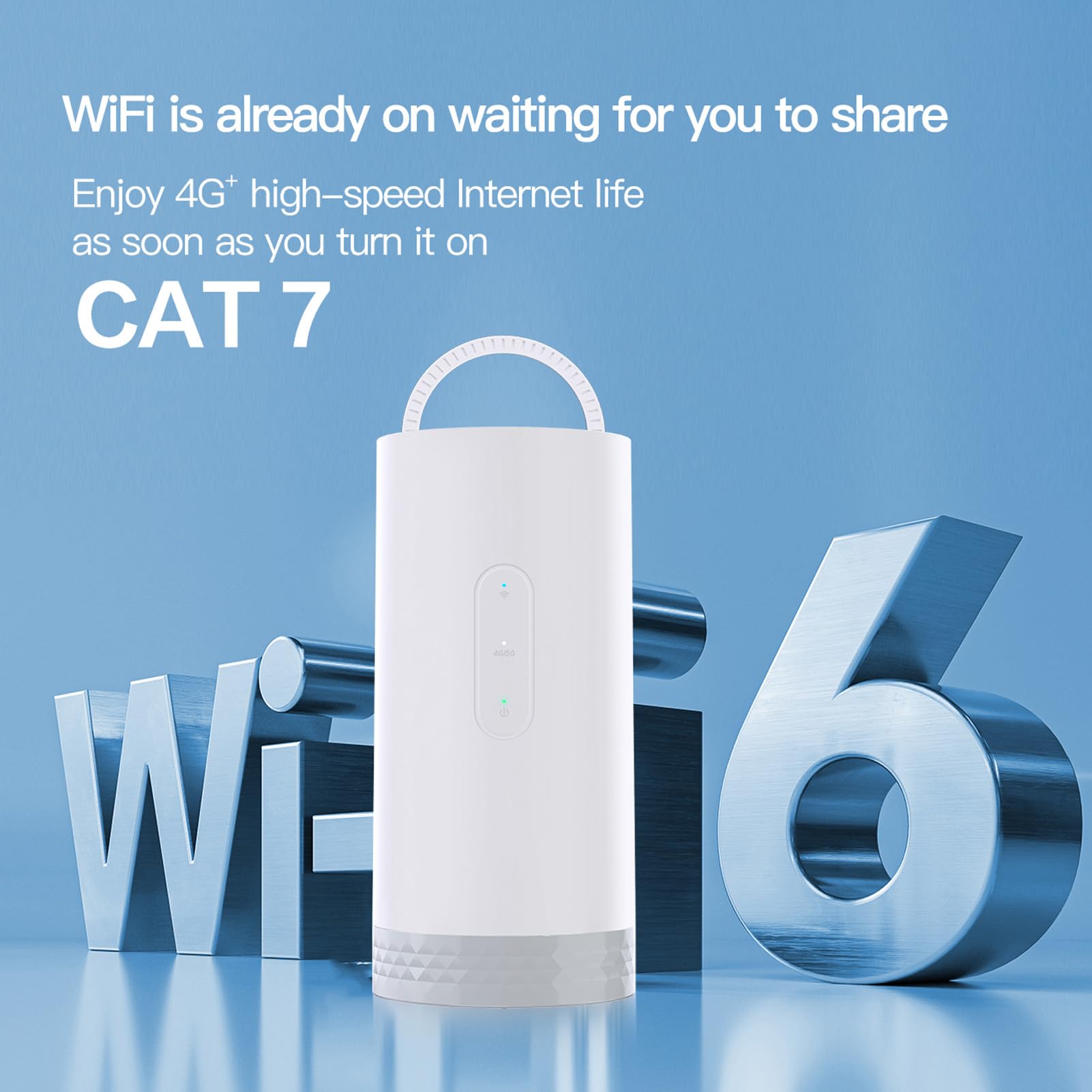 Tnfeeon Routeur Wi-FI, Routeur CPE CAT6, Lumière de Camping Colorée, Point D'accès Wi-FI Portable LTE Extérieur avec Emplacement pour Carte SIM