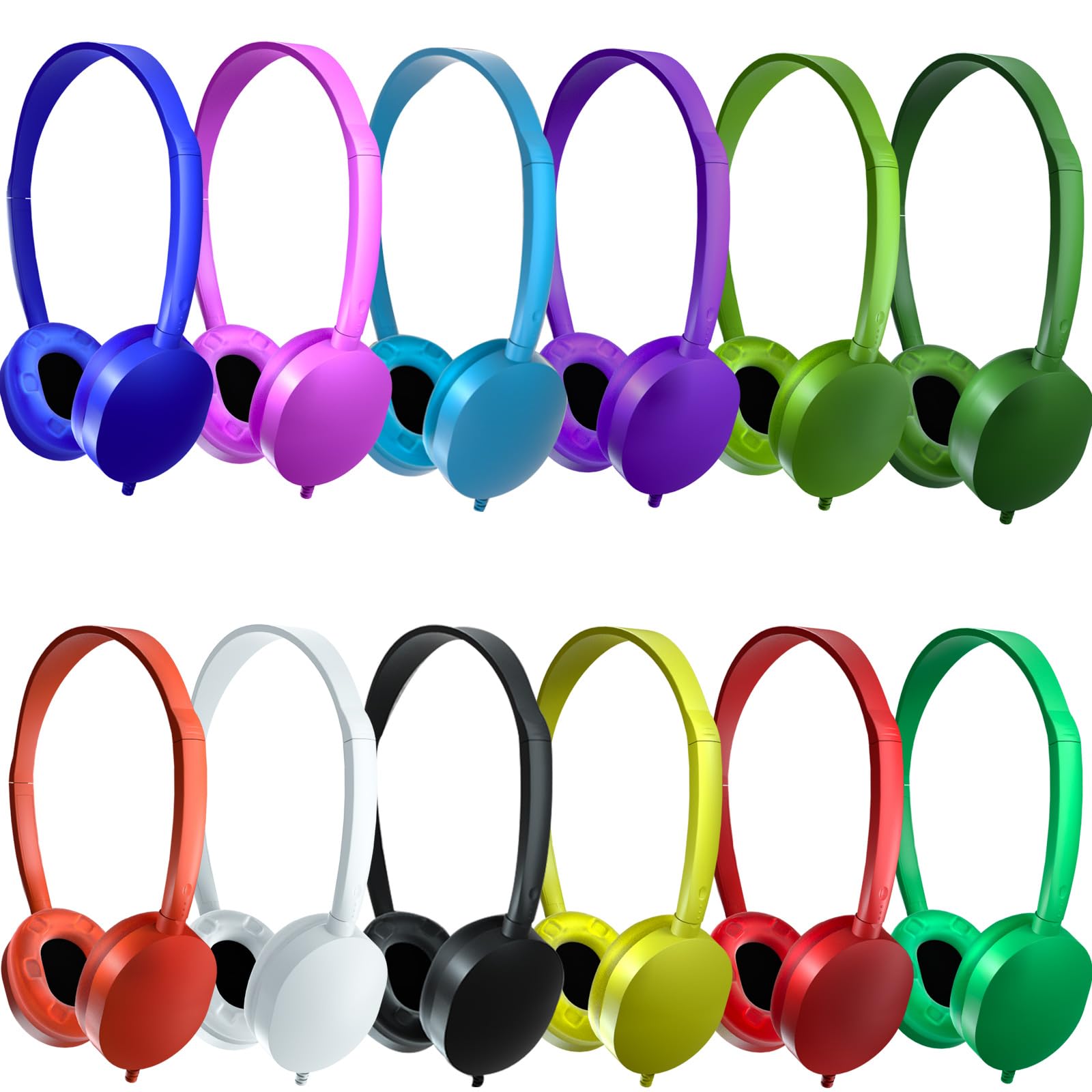 CN-Outlet Confezione da 25 cuffie per bambini, per studenti scolastici, adolescenti, bambini e adulti, con cavo, regolabili, per aula (10 colori)