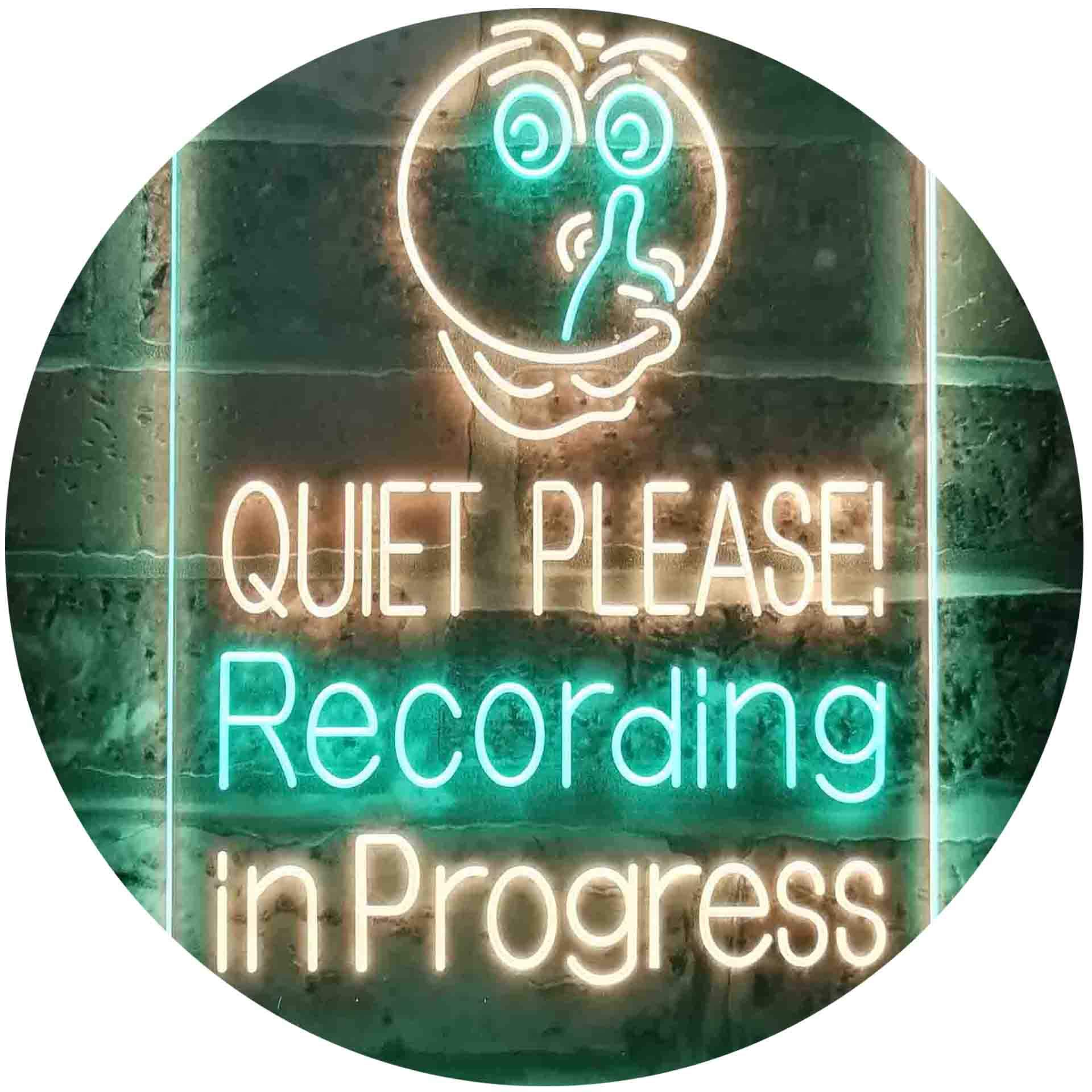 ADVPRO Quiet Please Recording In Progress Studio Dual Color LED Neon Sign Green & Yellow 400 x 600mm st6s46-i3580-gy โ image 1