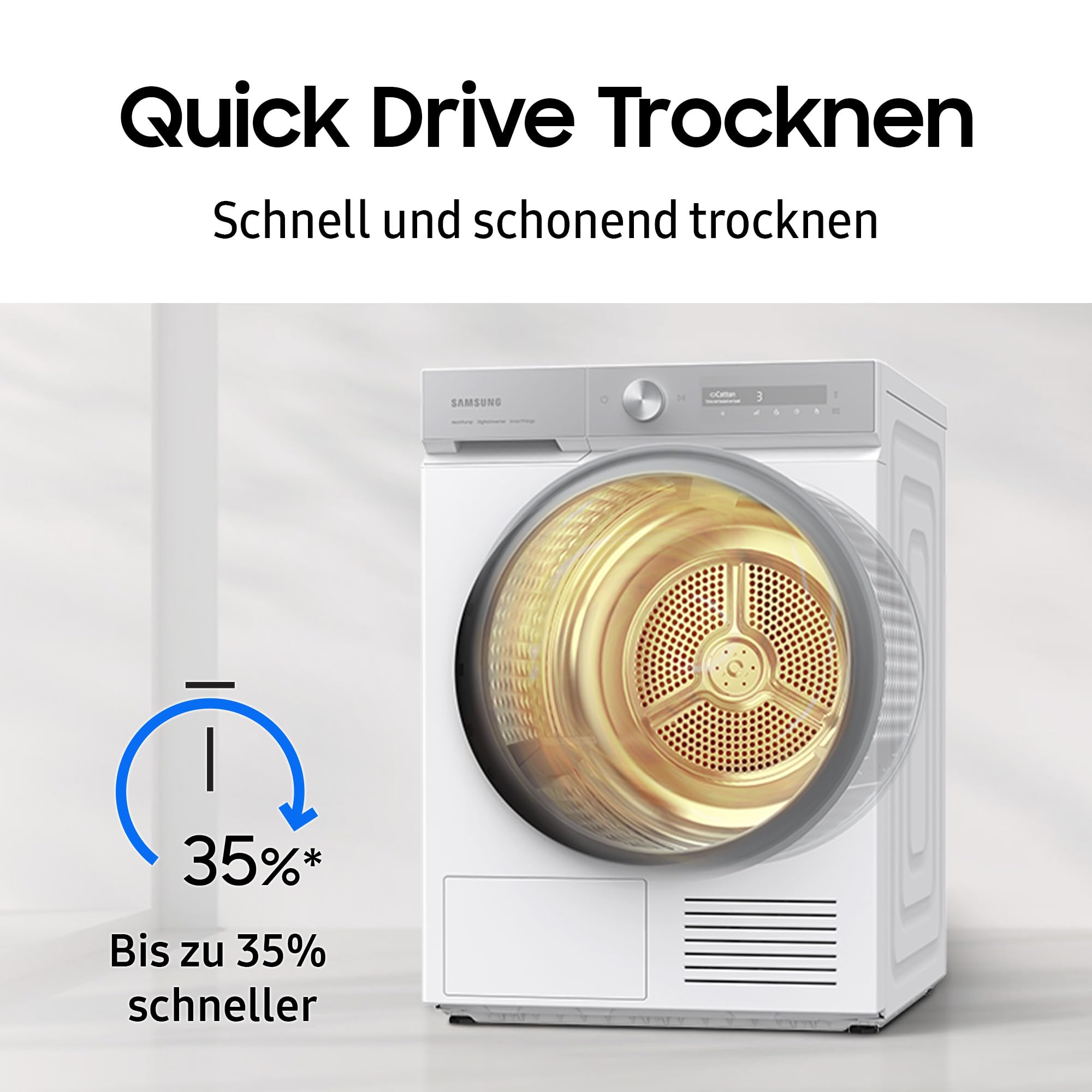 Samsung DV90DB8845GHU2 Wärmepumpentrockner DV8400D, 9 kg, EEK: A, AI Wäschetrockner mit Klartext-Display, AI Dry+, QuickDrive, SuperSpeed, Super Leise Programm, SmartThings-App, Weiß