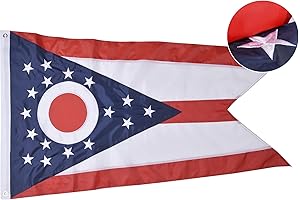 Ohio State Flag 3x5 Ft, Double Sided Deluxe Embroidered Heavy Duty Nylon...