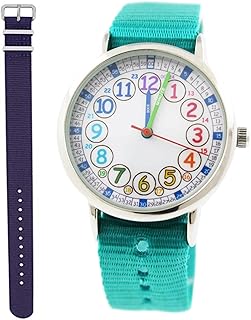 Bigbangbang Kids Analog Watch， Learning Time Watch, First Watch Soft Cloth Strap,Read time Study Time Todder Watch,Kinderg...