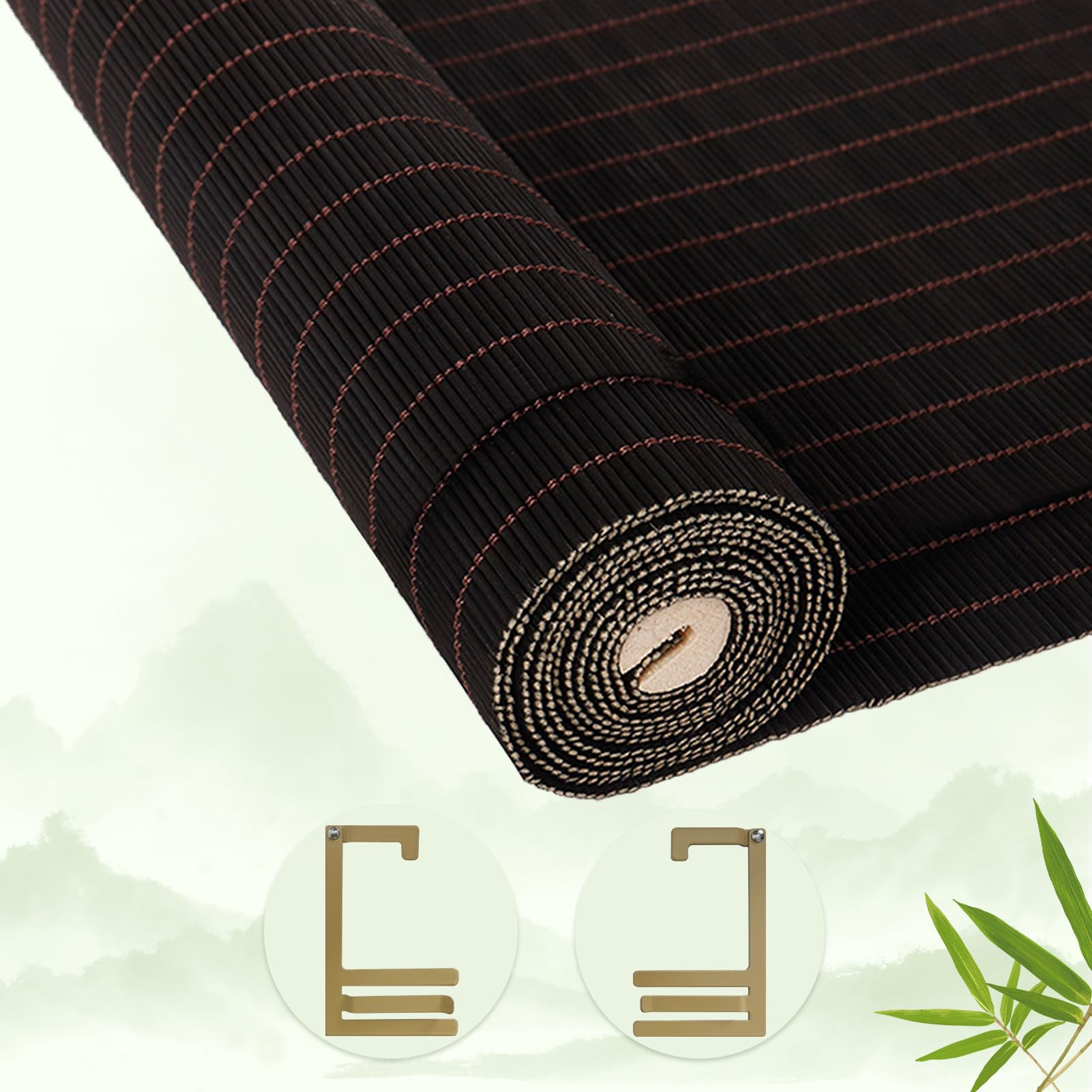 Jslxndm B-Black Bamboo Blinds, Bamboo Roller Blinds, Bamboo Blinds For Windows, Bamboo Shades For Windows, Bamboo Blinds For Indoor, Courtyard Garden, Balcony, Terrace, Outdoor Places,Customizable Size