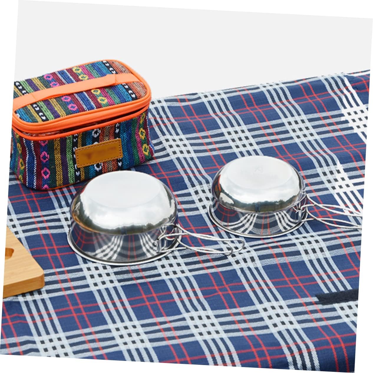 Yardwe 1set Foldable Camping Bowl Stainless Steel Outdoor Dinnerware Set Snap-fold Bowls for Camping Picnic