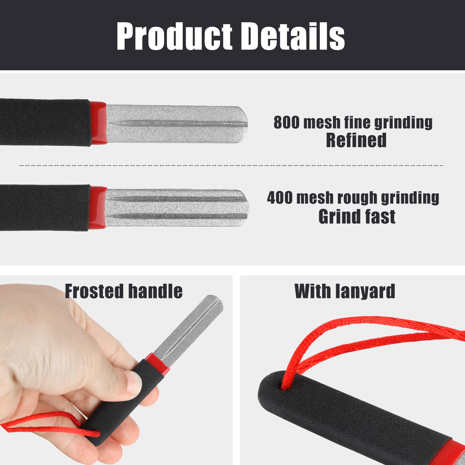 Afilador de Gancho de Doble Cara, Afilador de Ganchos, Piedra de Afilar, Afilador de Anzuelo, Lima de Diamante, Herramienta de Afilado, Herramienta de Lijado Para Exteriores