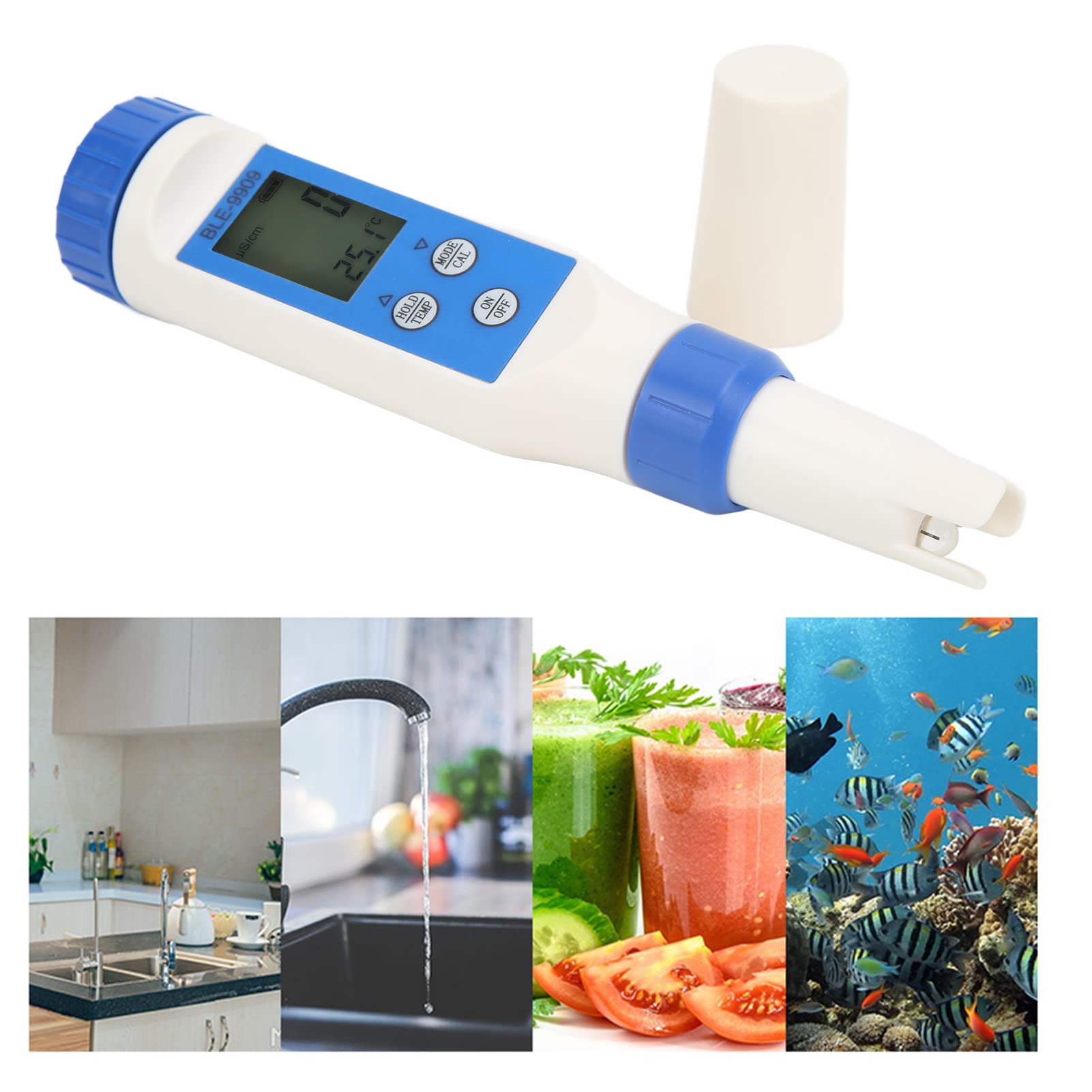 Probador de Calidad del Agua, Ph TDS EC Salinity Temperatura 5 en 1 Metro, con Electrodo de Vidrio de Alta Sensibilidad, para Acuarios de Laboratorios Piscinas