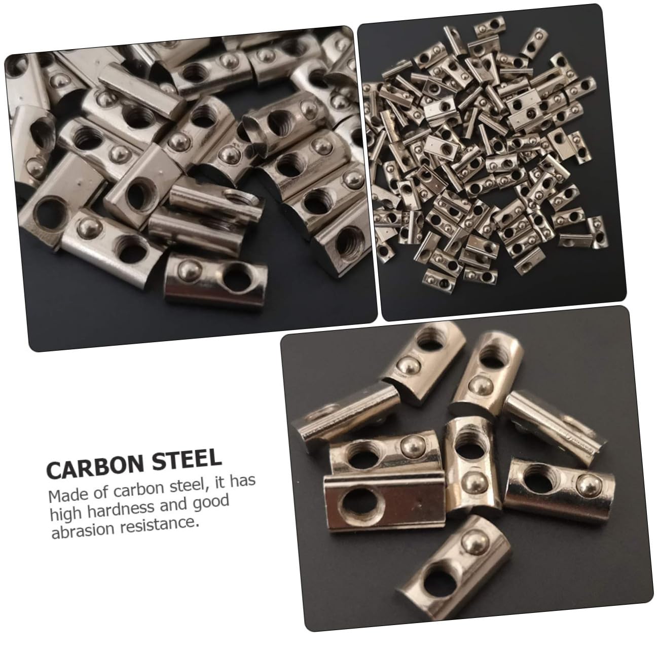 100pcs Carbon Steel Nickel-Plated T Slot Nuts Spring-Loaded Elastic T-Type Nuts for European Standard Aluminum Profile Insert for Industrial Fastening