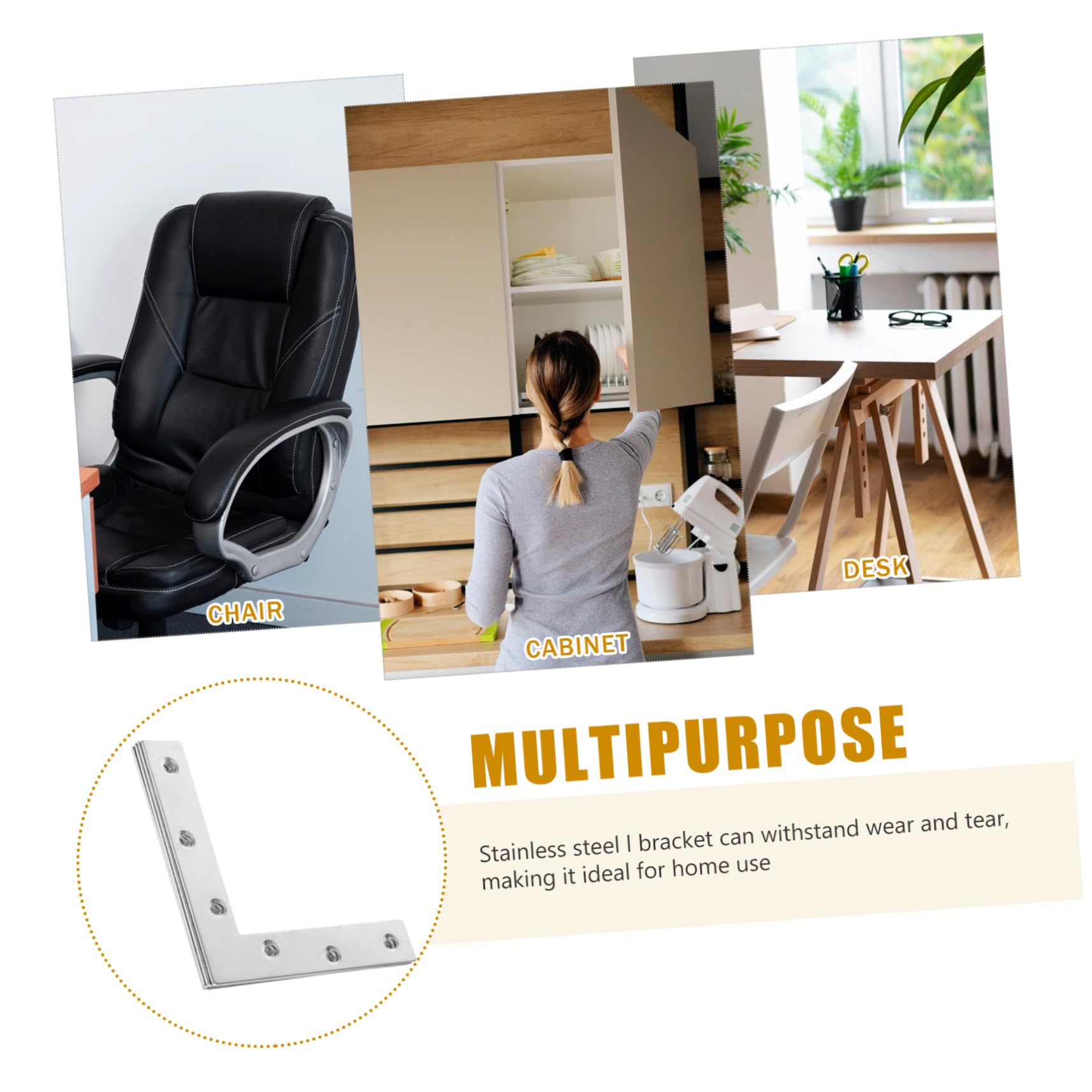 FUNOMOCYA 4pcs Corner Connector Stainless Steel l Bracket Corner Brackets for Wood Straight Bracket Corner Brace Stainless Steel Bracket Flat Metal Plates Flat Bracket Metal Brackets Silver