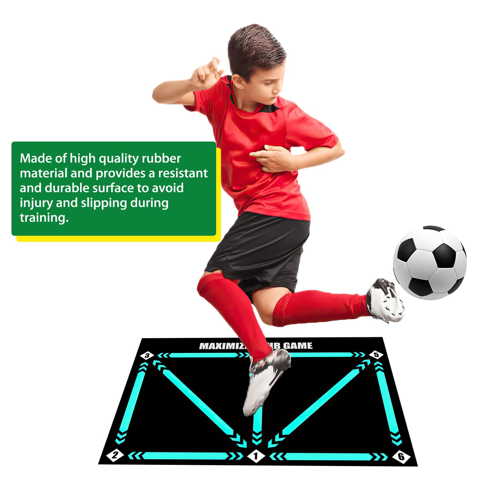 Tappetino da calcio – tappetino da calcio per allenamento, controllo della palla, accessori per allenamento di calcio, tappetino da calcio per bambini