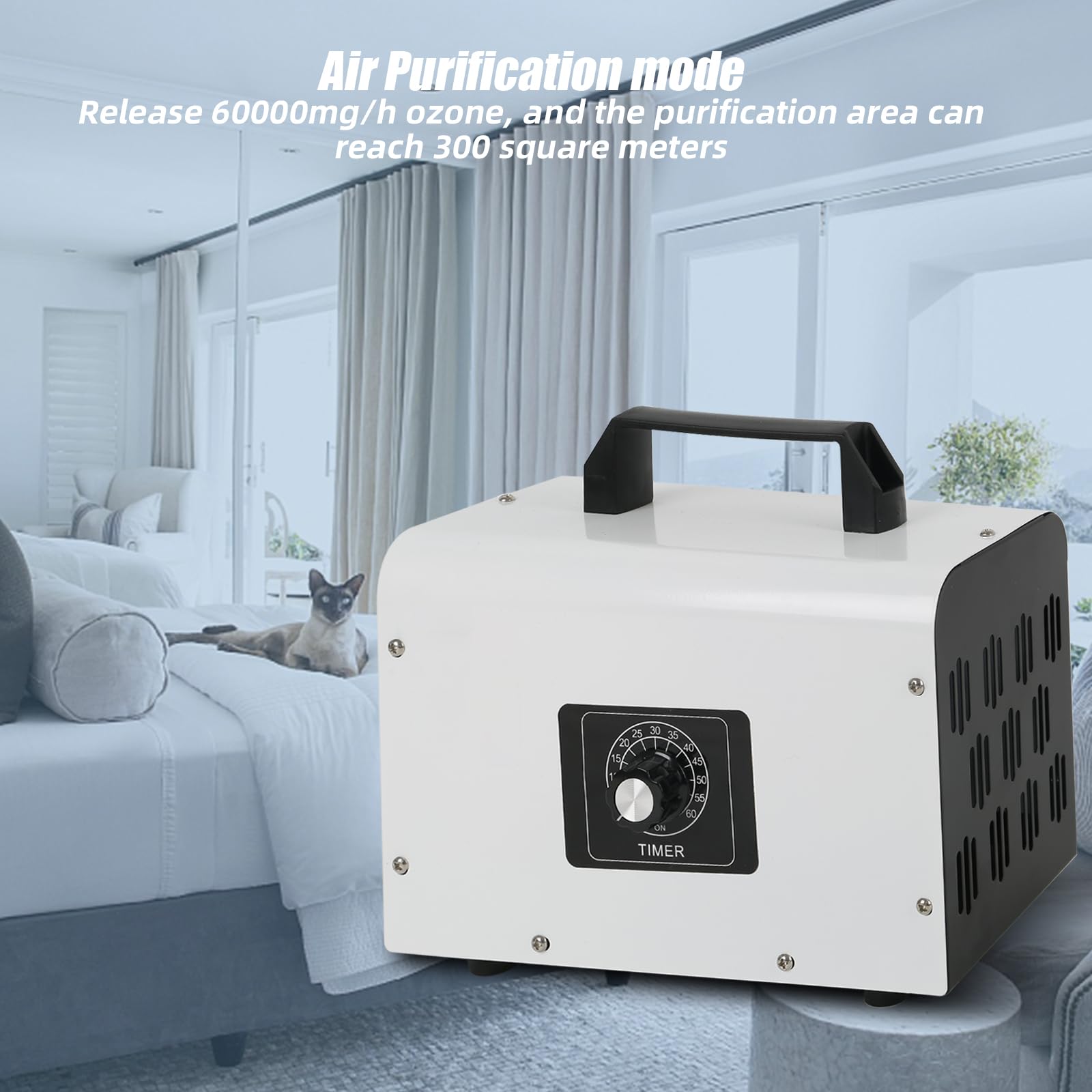 Generator ozonu domowego, CEIEVER Oczyszczacz Powietrza Ozon z 120-minutowym timerem i 2 trybami przemysłowego oczyszczania powietrza O3 300 ㎡, do samochodu, mieszkania, kuchni