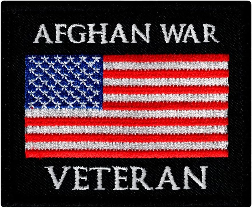 Afghan War Veteran Embroidered Patch US Military Iron-On Afghanistan Vet Flag