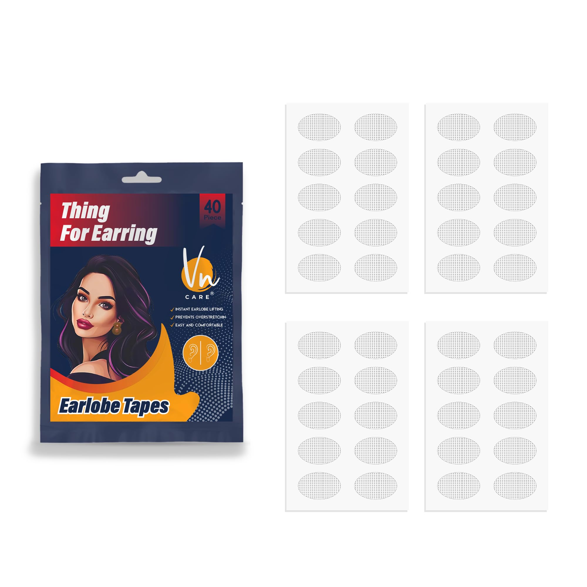 Invisible Ear Lobe Support for Earrings Earlobe Tapes and Stickers Earring Supporter for Heavy Earrings Support Patches Girls & Women (Pack of 40)