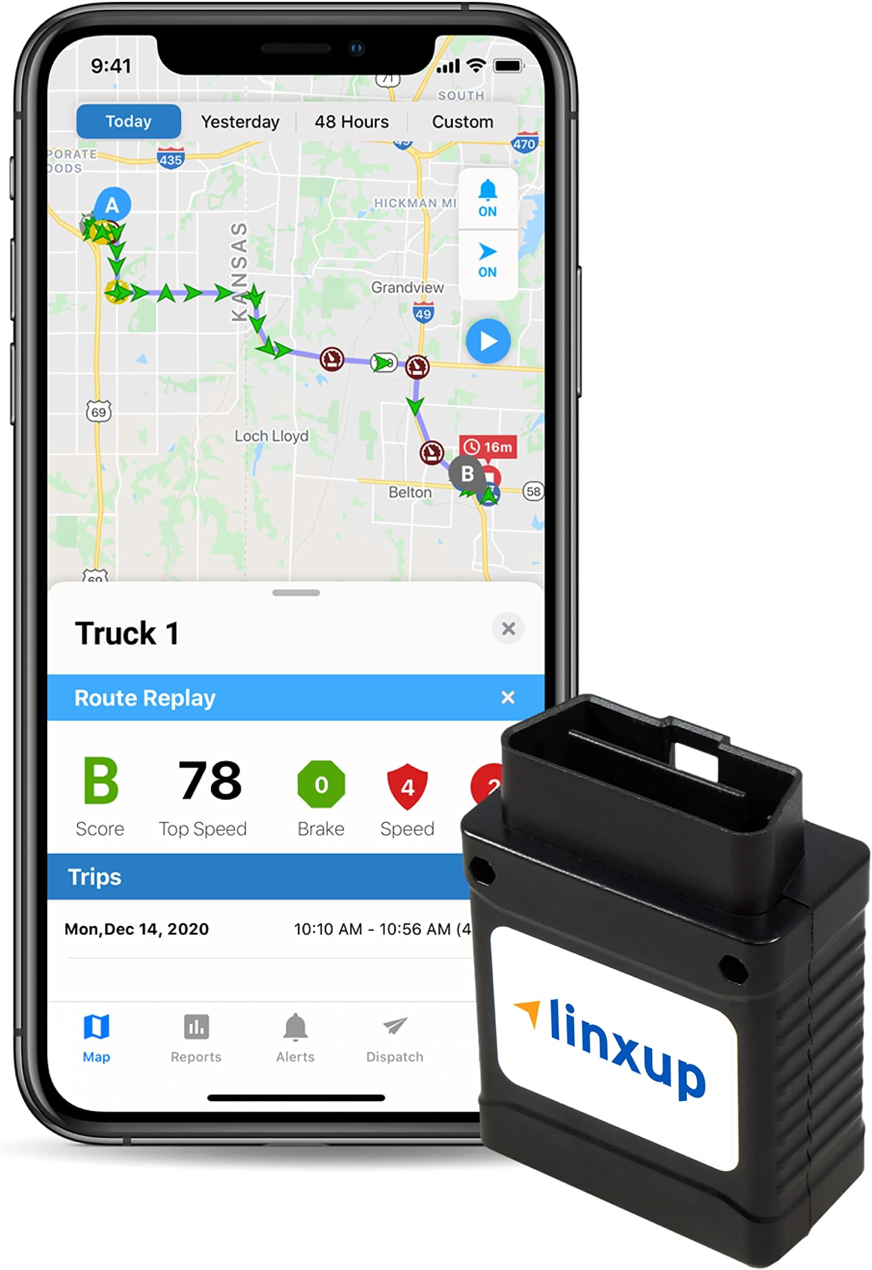 Linxup GPS Car Tracker, Vehicle Tracker and Monitoring System with Real Time Location GPS Reports, for Equipment, Car, Truck, Fleet, and Professionals 4G with Phone App