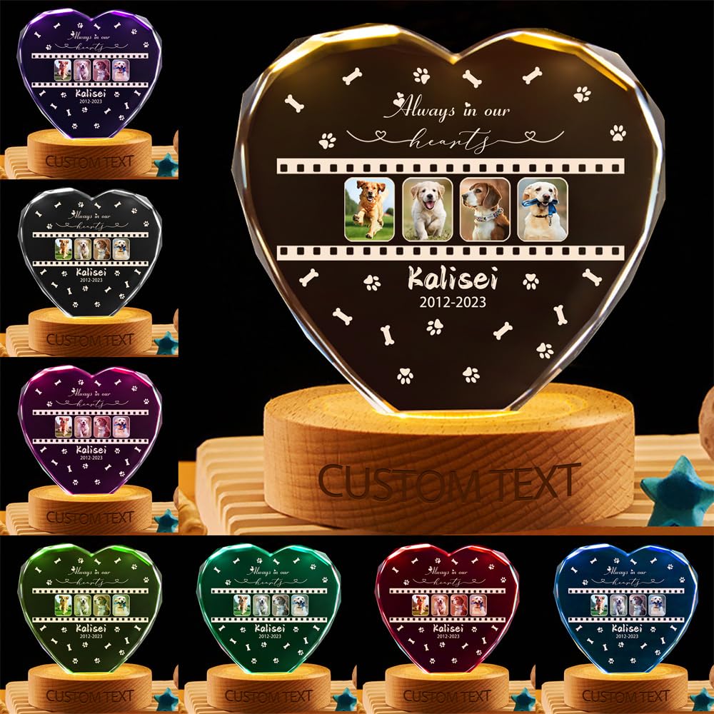 When you miss me have no fear Personalized Cat Dog Pet Photo Memorial Crystal Globe Lamp, Custom Picture 3D Memory Crystal Ball Night Light Keepsake,Remembrance Sympathy Gift for Loss of Dog Pet