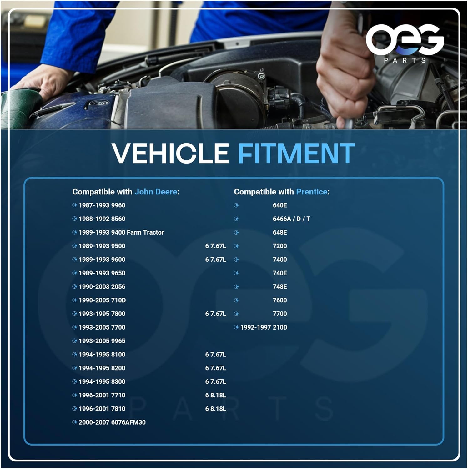 OEG Parts New Starter Compatible with John Deere 7810 7710 8.18L 1996-01, 8300 8200 8100 7.67L 1994-95, 4960 4955 4760 4755 1992 1993 TY25966 SE501420 TY6761 RE43425 RE38336 228000-4600 128000-7251