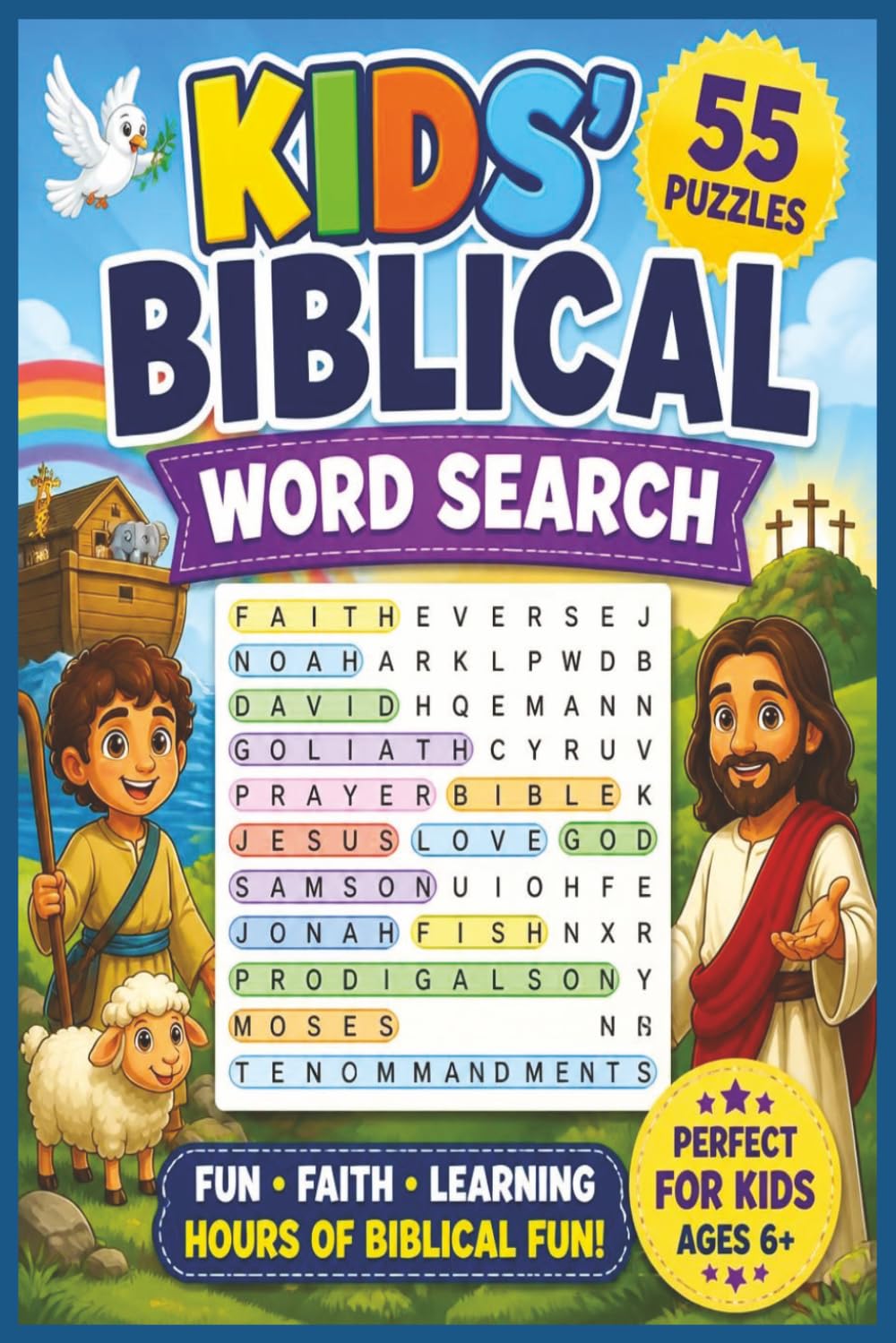 Kids Biblical Word Search: 55 Puzzles of Fun, Faith, and Learning for Ages 6+