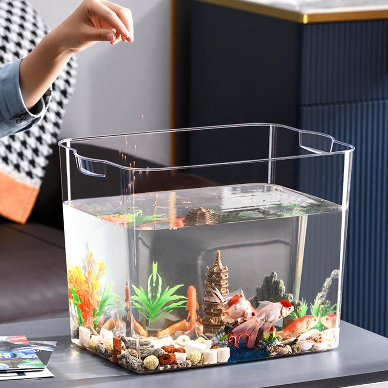 Fischglas für Anfänger, kleines Fischglas, stapelbar, transparent | stapelbar, für kleine Fische, Schildkrötentanks, kleines Aquarium für temporären Raum