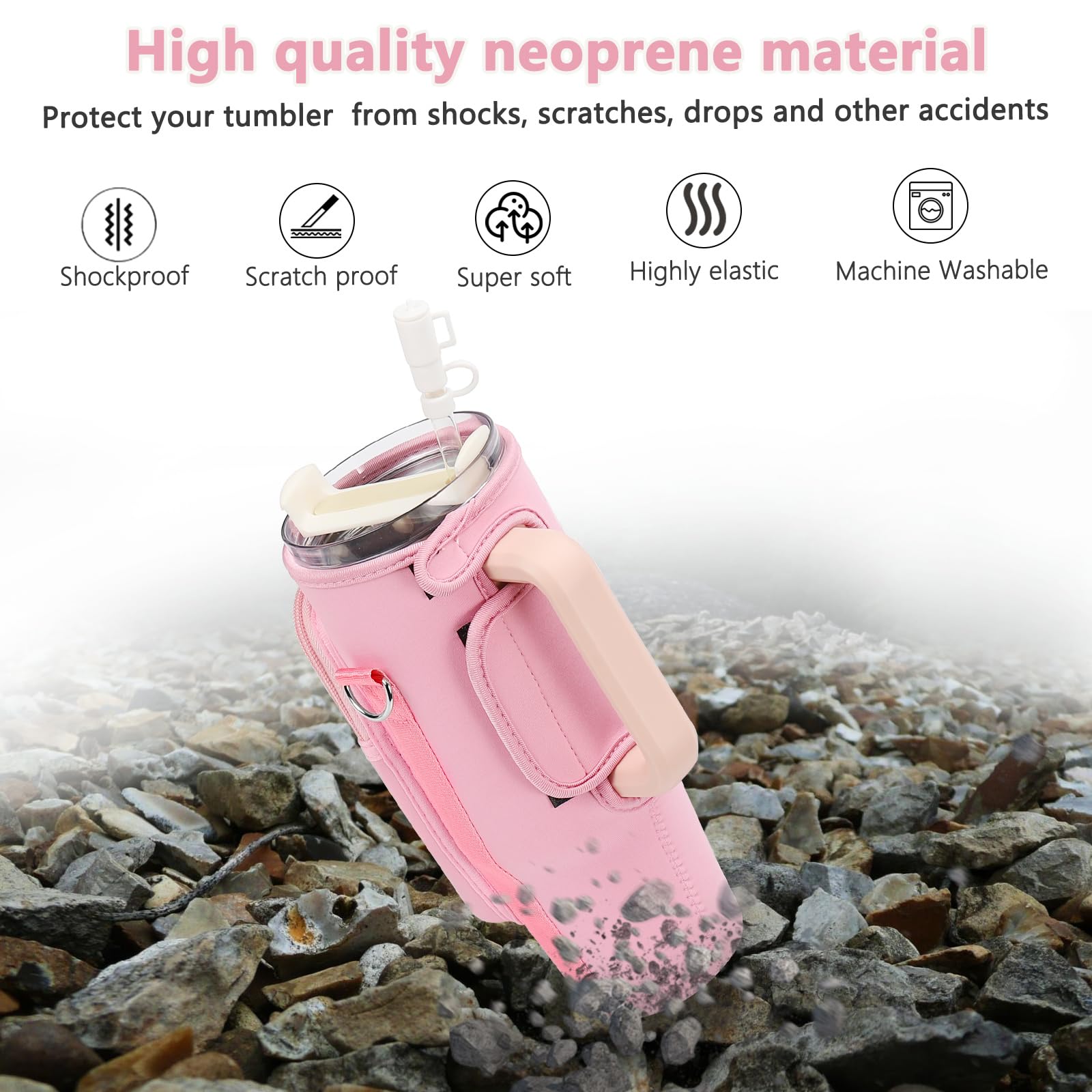 Stanley Tumbler Carrier Bag With Strap - Holds 40oz, Includes Phone Pocket & Straw Cover, For Hiking & Daily Use