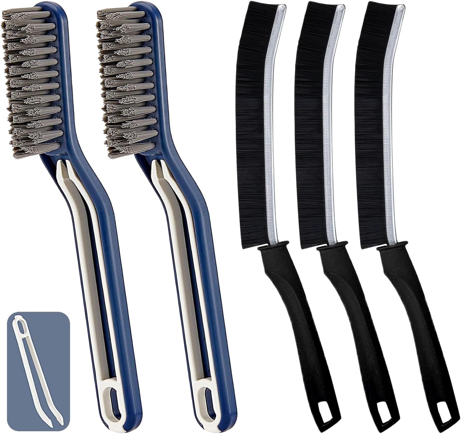 JICOOT Crevice Cleaning Brush, Multifunctional Hard Bristle Grout Cleaning Brush, Bathroom Cleaning Brush with Clip,Cleaning Brush for Household, Kitchen, Window, Sink, Toilet, Grout (5 PCS)