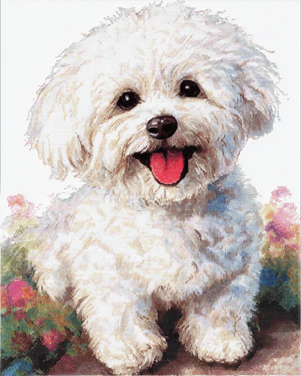 RKFLGEW DIY Embroidery Beads Set Cartoon White Dog 40x50cm
