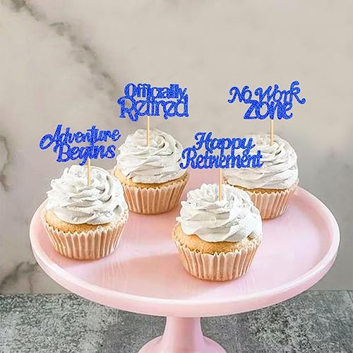 Miniatura 4 de Keaziu 24 adornos para cupcakes de jubilación oficialmente jubilados sin zona de trabajo, aventura comienza, selecciones de cupcakes, tema de