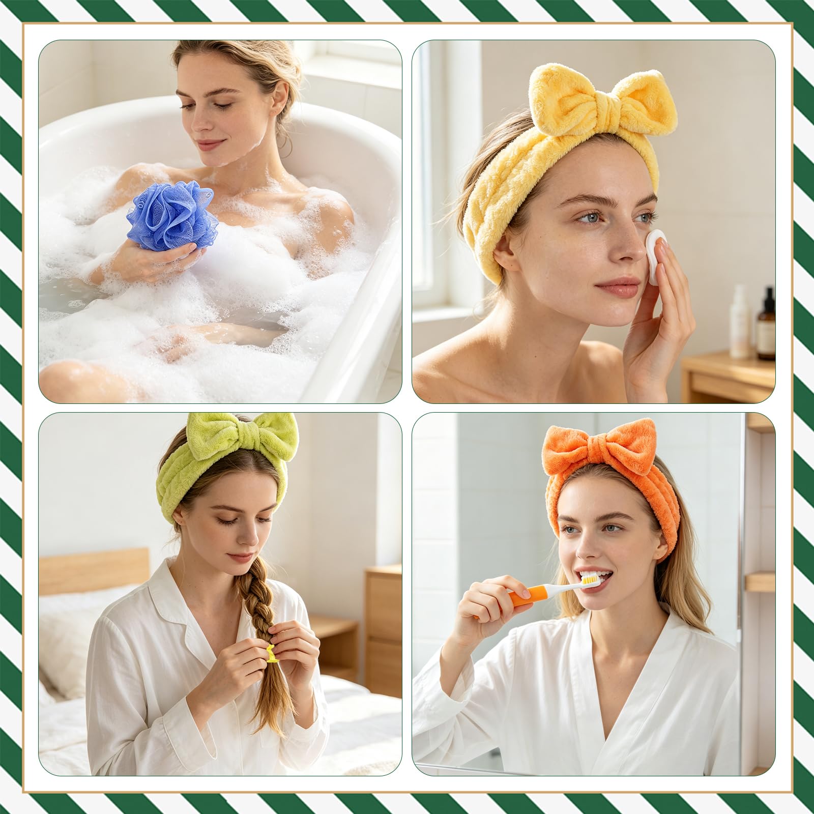 72 pz regali di Natale Spa Party Favors, Sleepover Party Supplies Colorful Wide Dente Pettini Spazzolino Cerchietti Bagno Loofah Doccia Anelli per Capelli Specchi Compatti per Calza Stuffers Regali