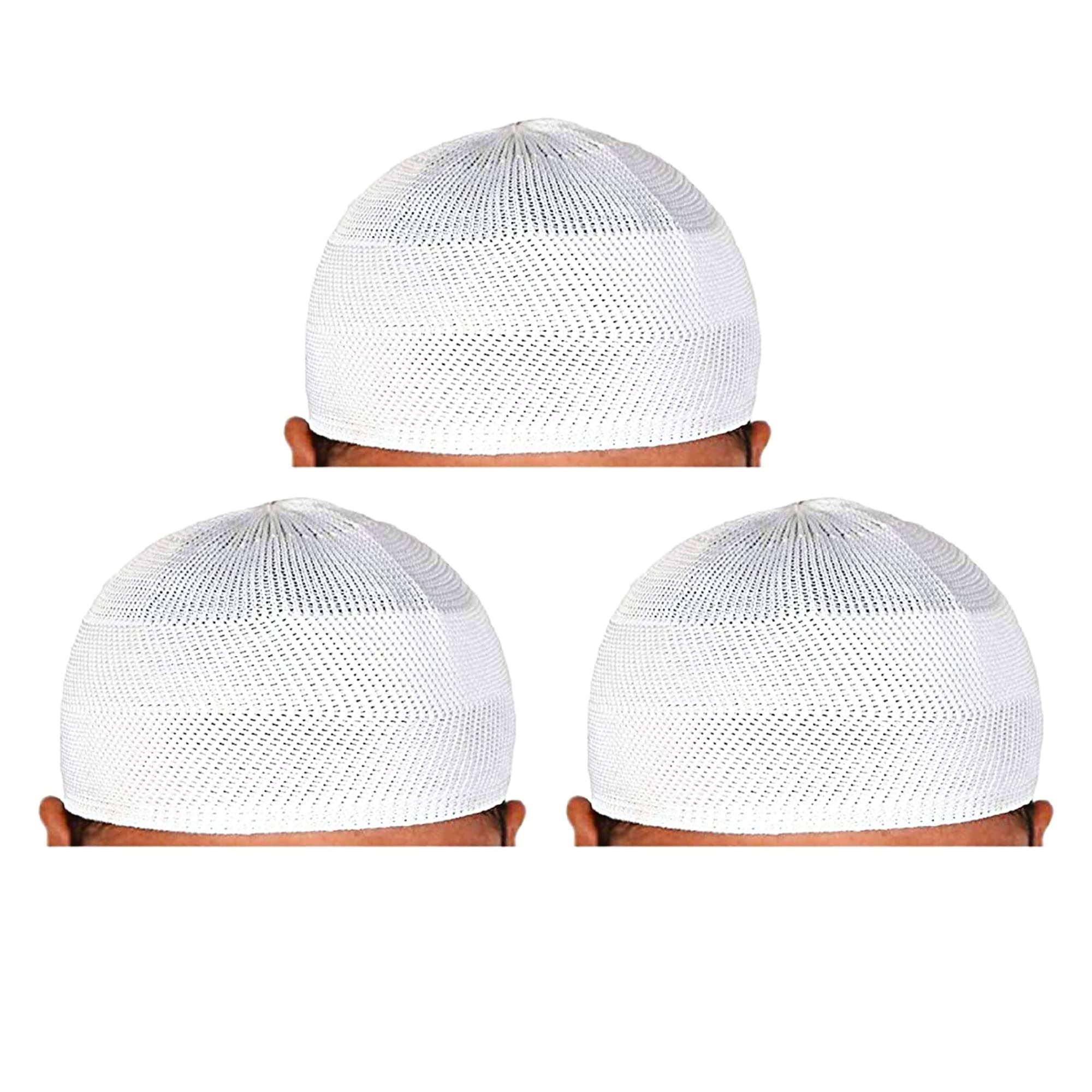 santarms Islamic Prayer Kufi Muslim Cap for Men and Boys, Namaz Topi for Namaz, Comfortable and Stylish Headwear for Daily Prayers and Religious Occasions, White, Pack of 3-picture-42