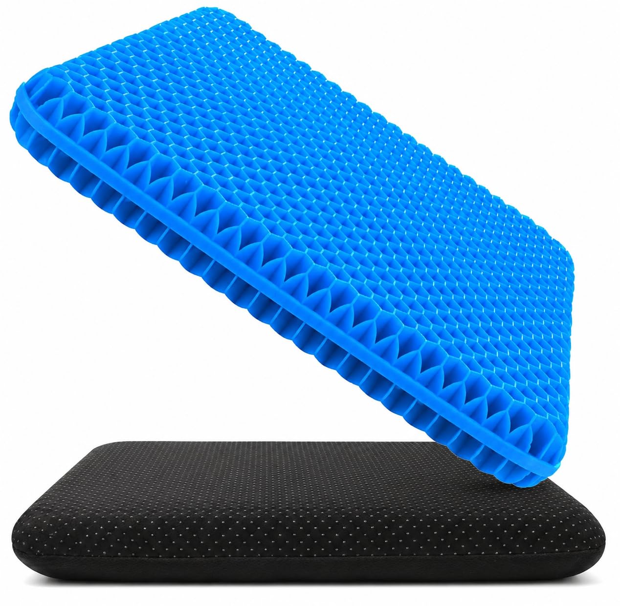 HitlineUK Gel Seat Cushion Double Thick Honeycomb – Cooling Orthopaedic Cushion for Office Chair, Car Seat & Wheelchair | Pressure Relief Seat Pad with Washable Cover 45x45x3cm