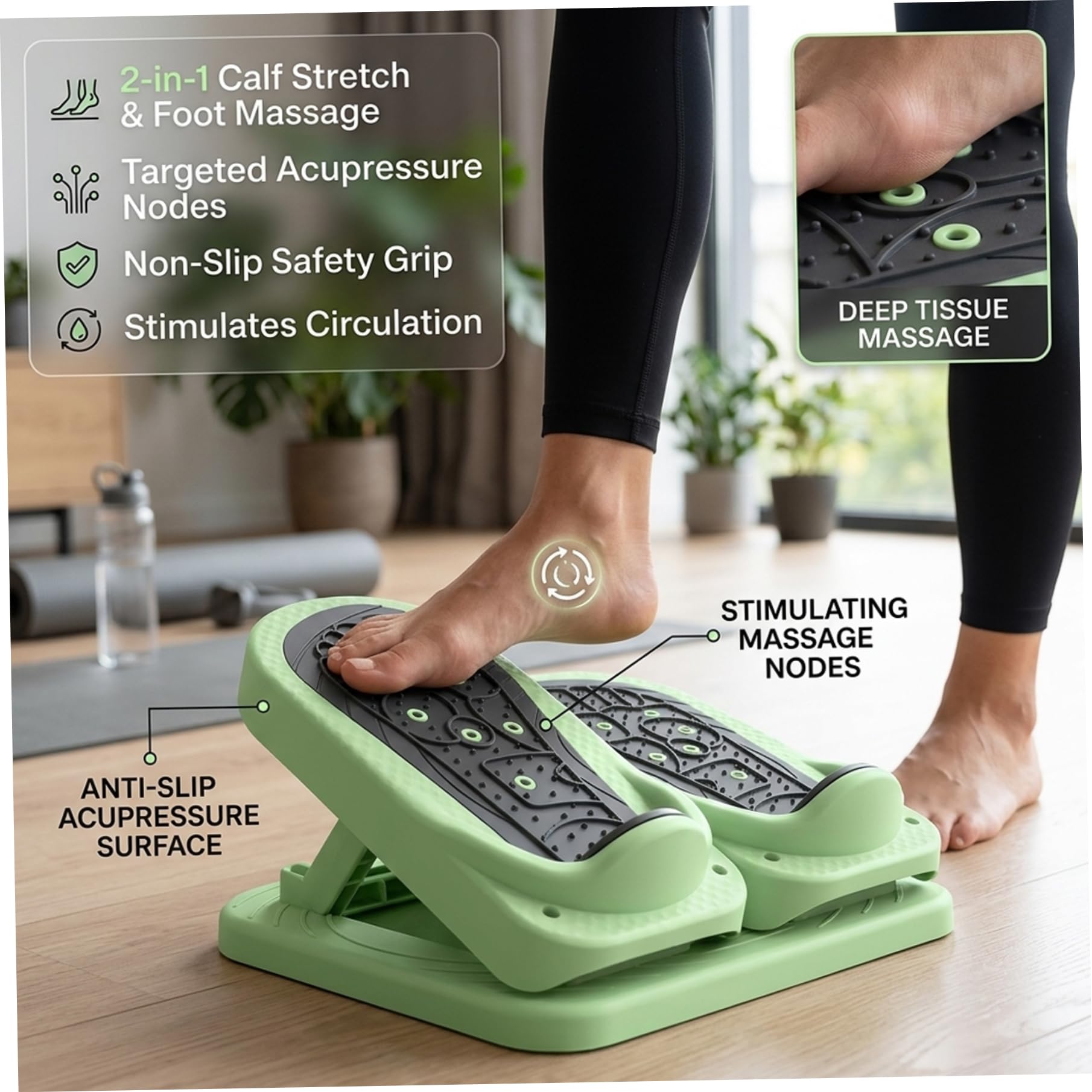 Stepper da scrivania - Mini Stepper Verde Regolabile Mini per Esercizi a casa, Esercizi per Le Gambe stando seduti con Pedali massaggianti Antiscivolo
