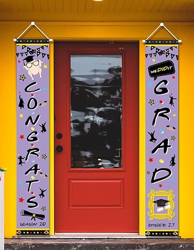 Miniatura 1 de Decoración de fiesta de graduación de amigos 2 carteles de bienvenida para puerta delantera de amigos 2023 para suministros de graduación de clase