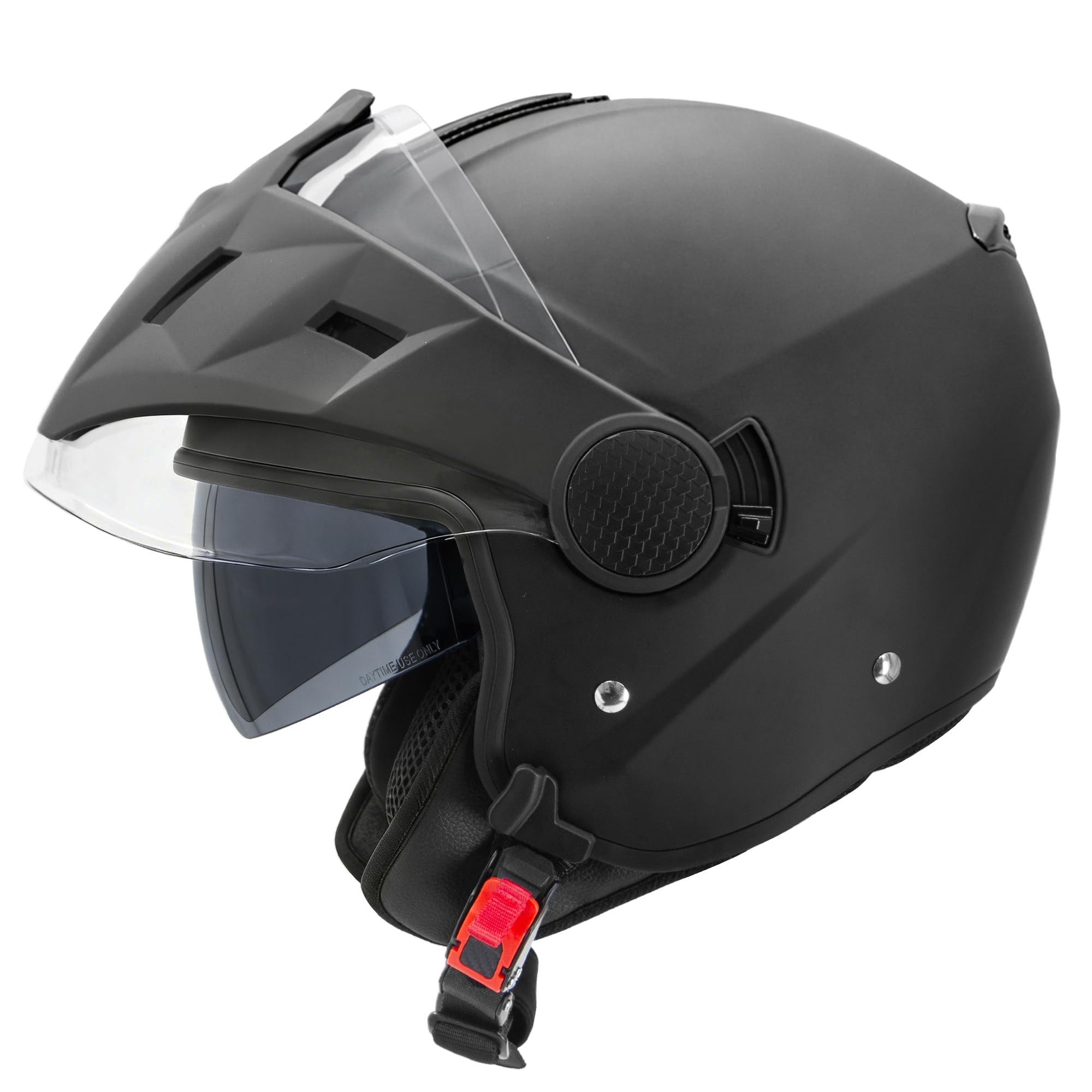 Zorax ZOR-629 Motorbike Open Face DVS Helmet With Removable Peak ECE 2206 Approved - Matt Black XL(61cm)