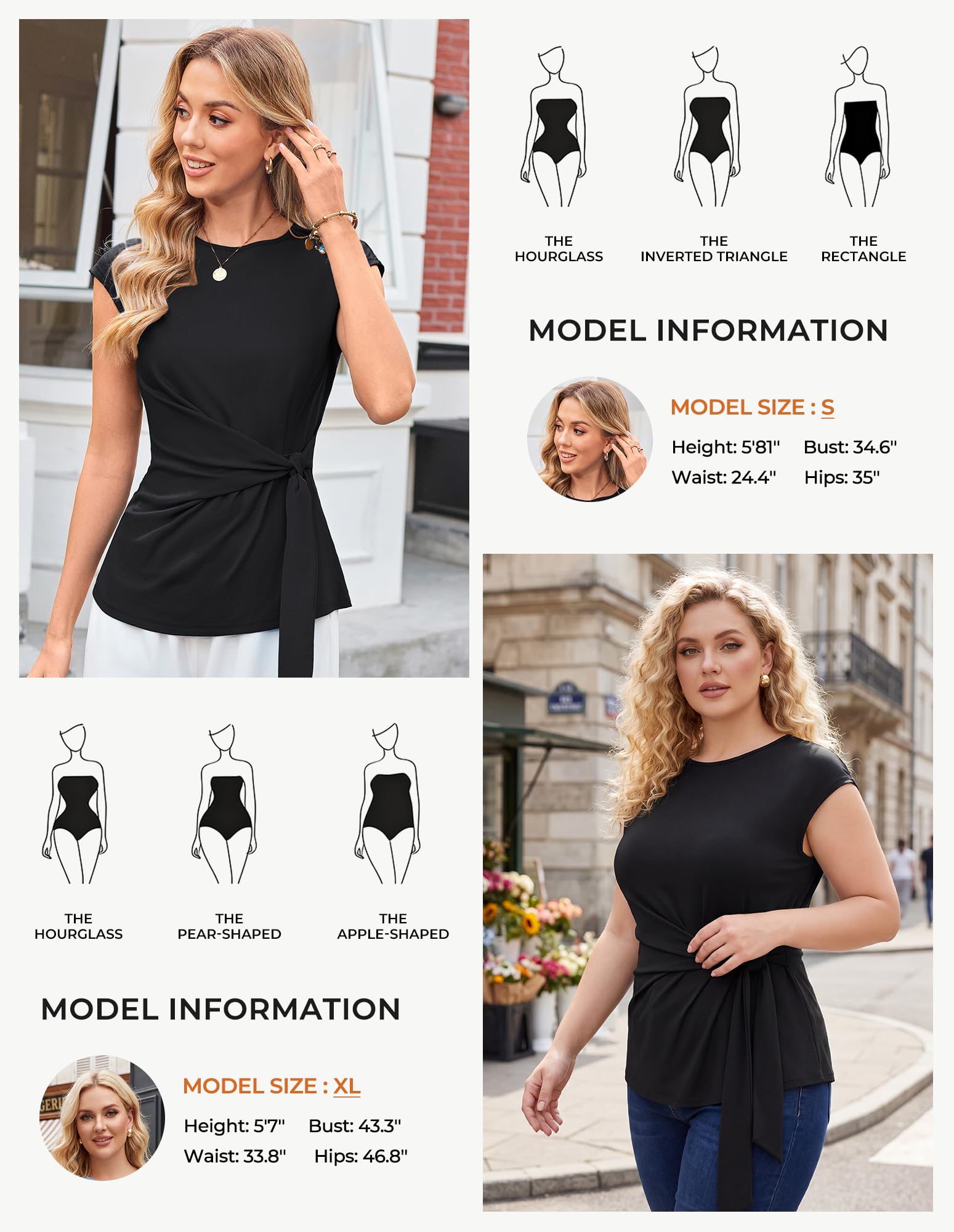 GRACE KARIN Blusa elegante de manga casquillo para mujer, de verano, con lazo en la cintura, cuello redondo, elegante, informal, para el trabajo y negocios