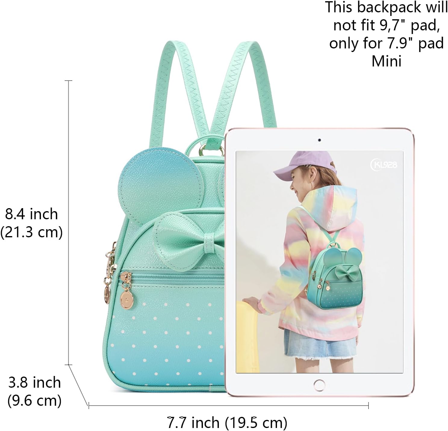 KL928 Girls Mini Backpack Bowknot Polka Dot Cute Small Daypacks Convertible Shoulder Bag Purse for Women - Image 2