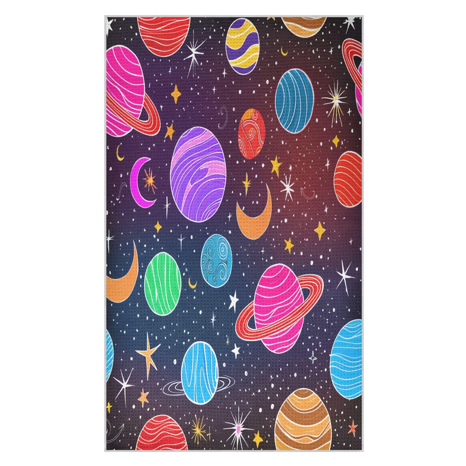 JiangGgen Cartoon Planet Kitchen Towel 1-Pack Soft Absorbent Dish Towel