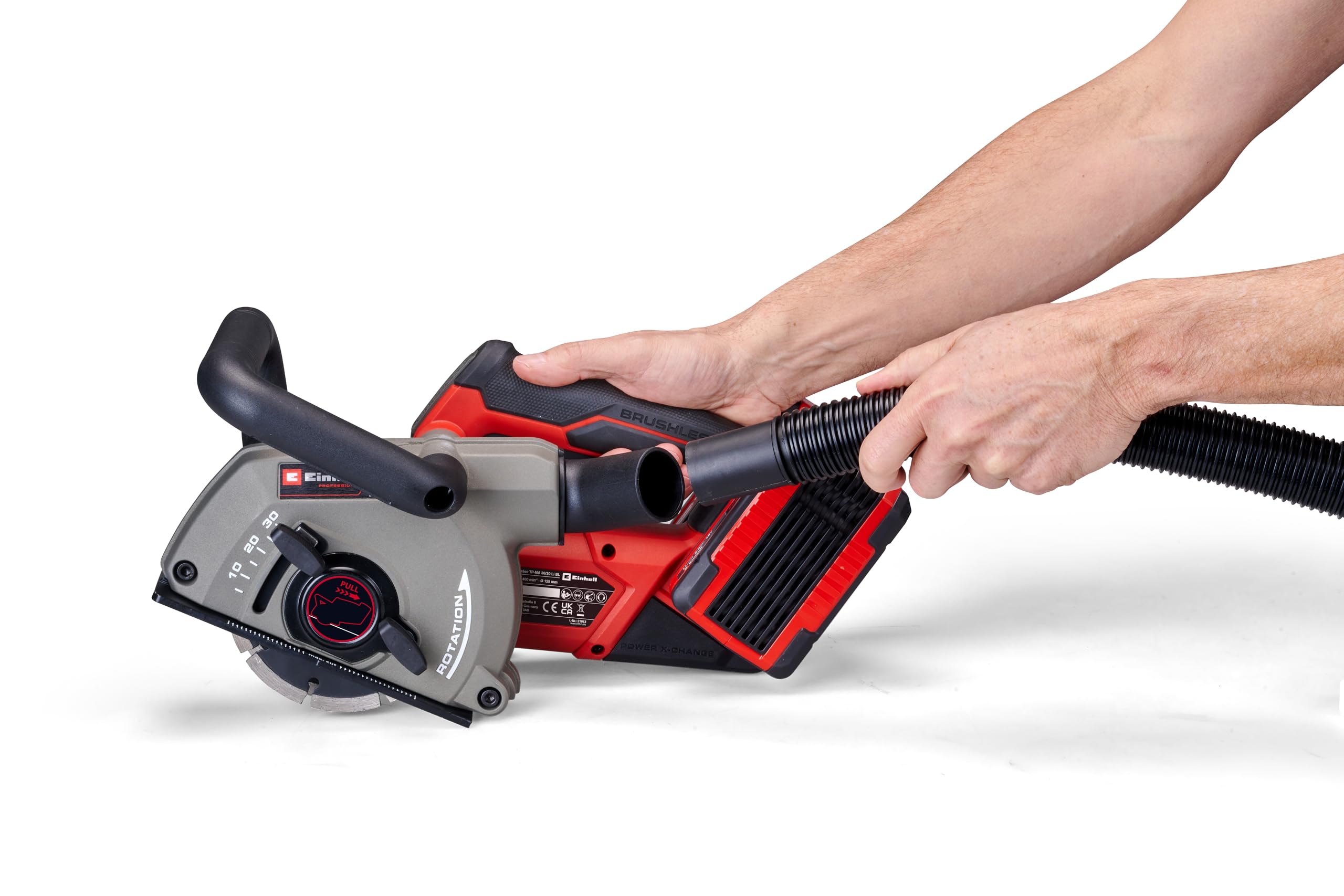 Einhell Profesjonalna rozdrabniacz akumulatorowy TP-MA 36/30 Li BL-Solo Power X-Change (36 V, szerokość cięcia do 30 mm, głębokość cięcia do 30 mm, w zestawie 2 tarcze diamentowe)