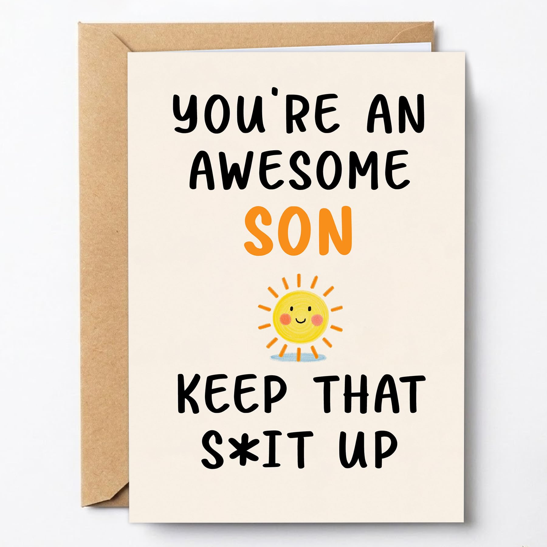 PTRUKD Śmieszne kartki urodzinowe dla syna, karty podarunkowe dla synów od mamy i taty, You Are A Great Son, (Keep It Up) Bring The Envelope