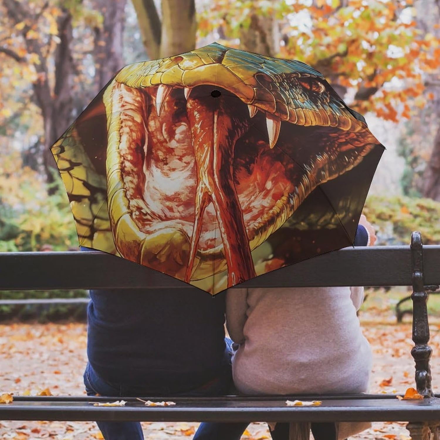 Angry Snake Compact Umbrella 3 Folding Windproof Automatic Umbrellas Portable Travel Accessories image 5