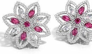 Designer Floral Stud Earrings for Women Pink White Crystal Stones Elegant Lightweight Jewelry Stylish Festive Gift for Girls Price In India