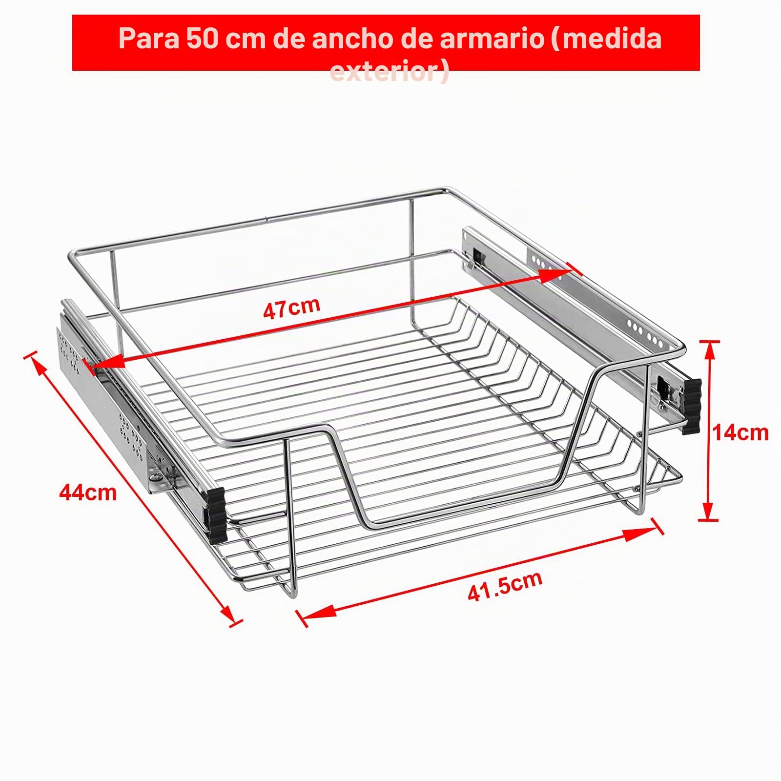 Aufun 4 cajones de cocina de 50 cm, cajón telescópico, extracción total, armario de cocina, armario extraíble, cesta extraíble extraíble, estantería de cocina para el hogar.