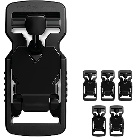 FIDLOCK V-BUCKLE 25 Black Flap with Pull Tab [5-Pack]: Quick-Release Magnetic Buckle