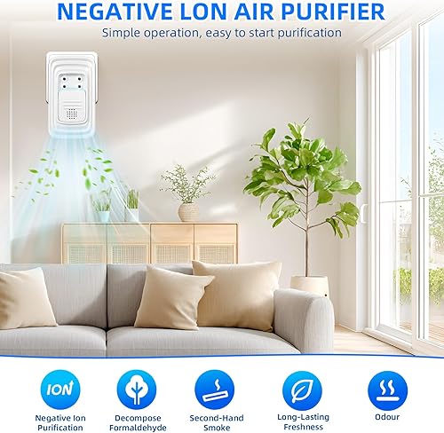 Miniatura 6 de Paquete de 4 ionizadores de aire negativo enchufables para uso doméstico, tecnología de iones negativos, desodorante de arena para gatos,