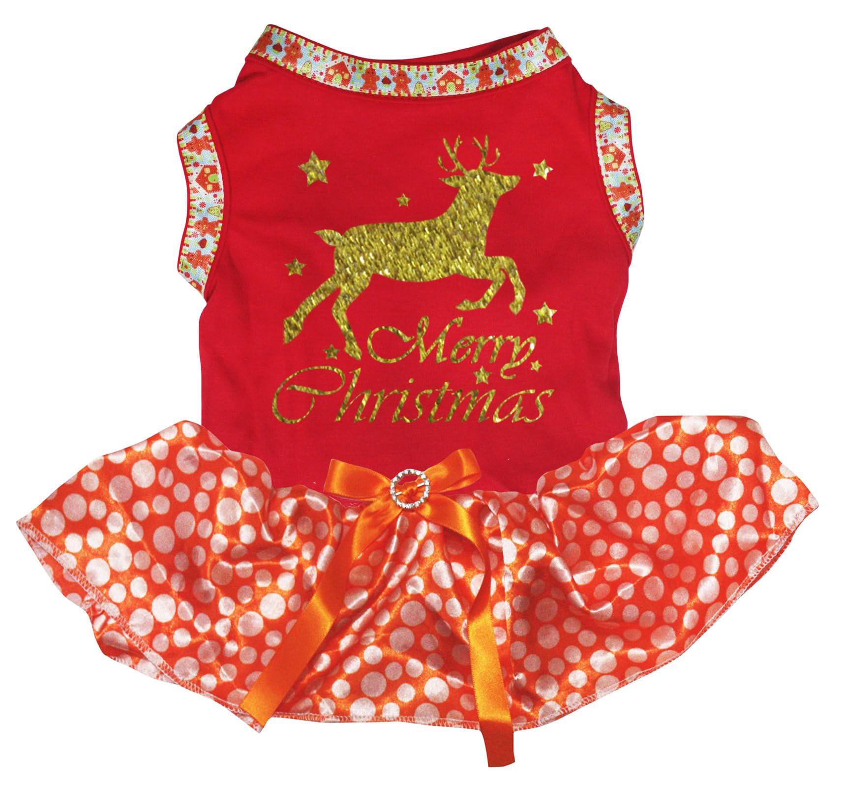 Robe pour chien XXL Merry Christmas Orange vêtement de Noël grand chien Bling Deer