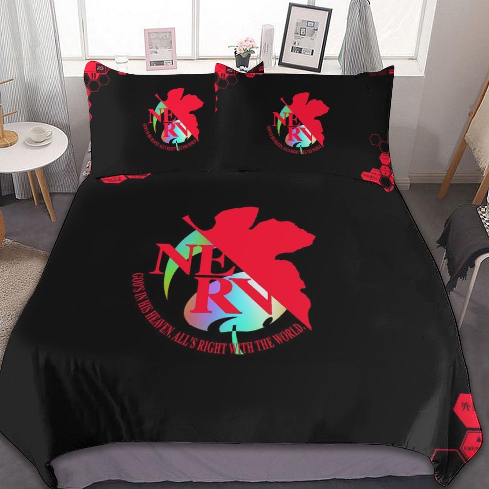 【未使用】エヴァンゲリオン　ブランケットと敷パッド2点　　NERV柄 未使用】エヴァンゲリオン ブランケットと敷パッド2点 NERV柄 未使用