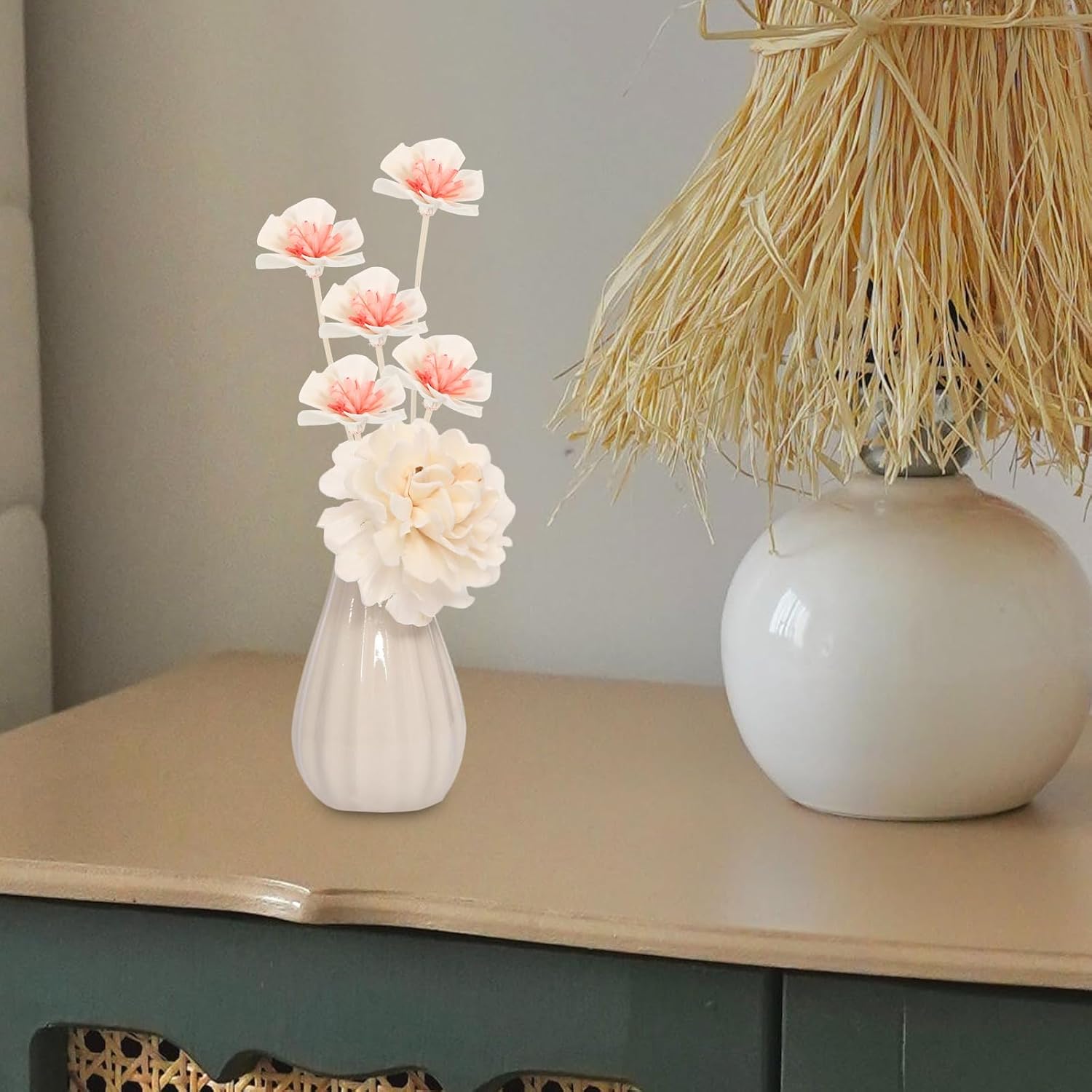 Aromatherapy Reed Diffuser Flower Sticks Replacement 5-Pack Decorative Rods with Scented Flowers for Home Fragrance and Relaxing Atmosphere 8.66X1.57In