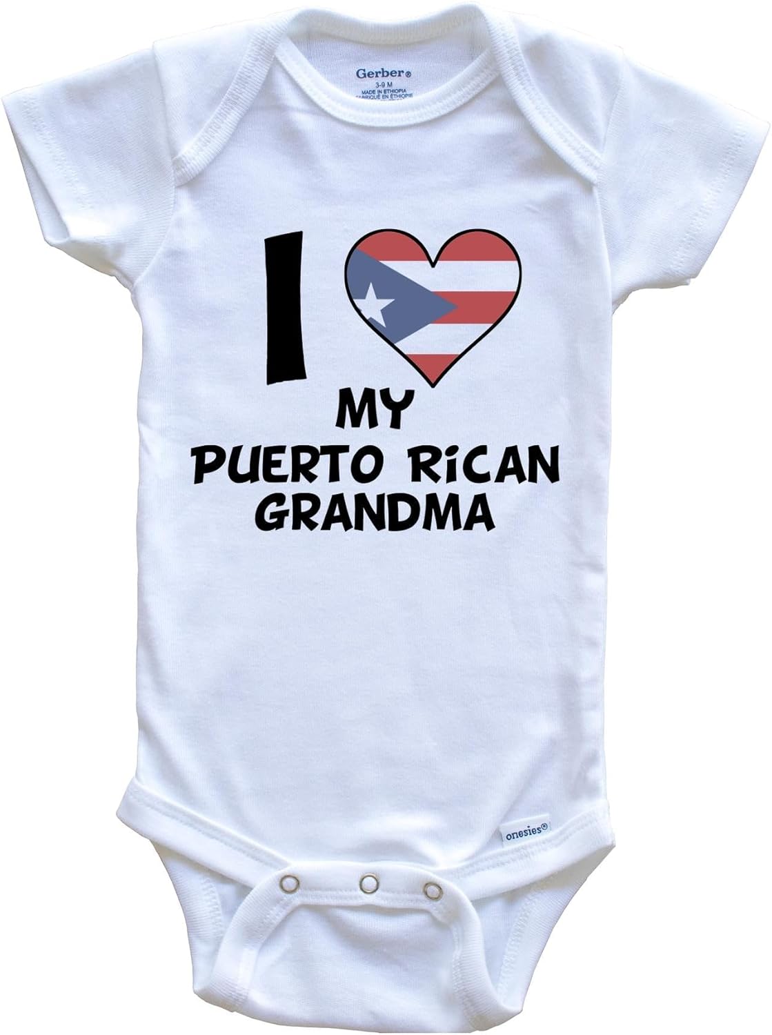 I Heart My Puerto Rican Grandma Puerto Rico Flag One Piece Baby Bodysuit