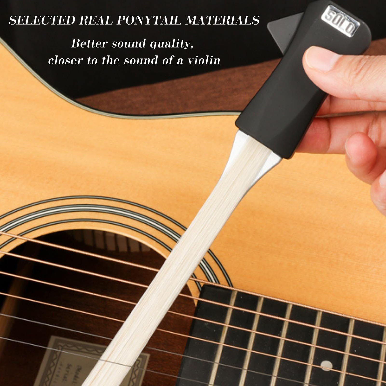 Amycute Bogen für Gitarre, Guitar Bow mit Kolophonium, Doppelseitiger Gitarrenbogen mit Integriertem Plektrum, Mehrzweck-Zupfsaiten-Werkzeug, Geschenk für Gitarrenliebhaber