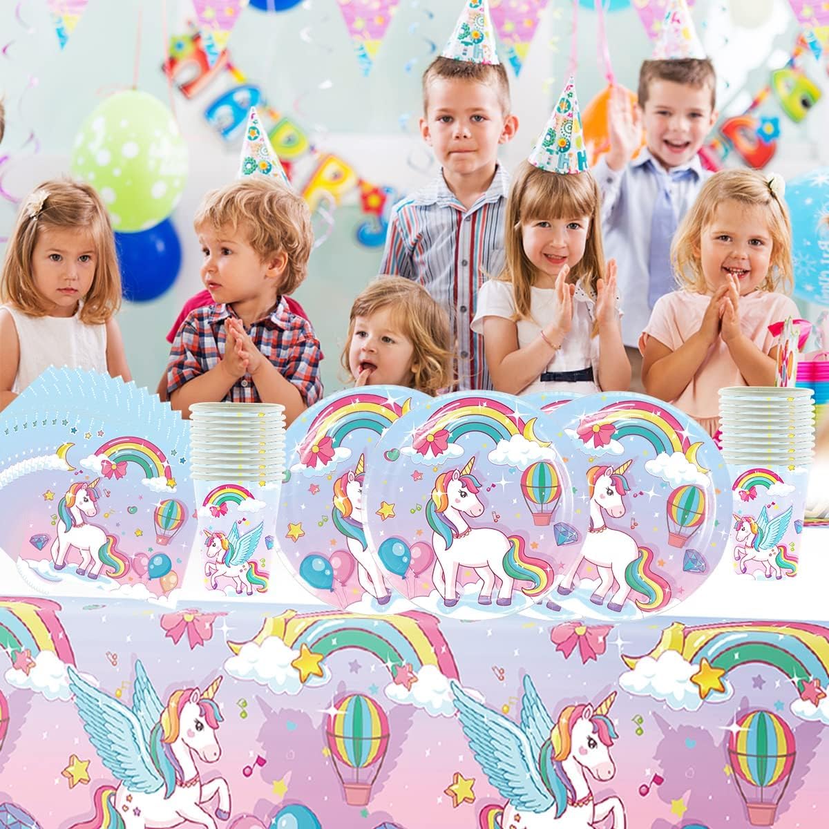 COMPOSIZIONE COMPLEANNO UNICORNO con numerone e palloncini ad elio