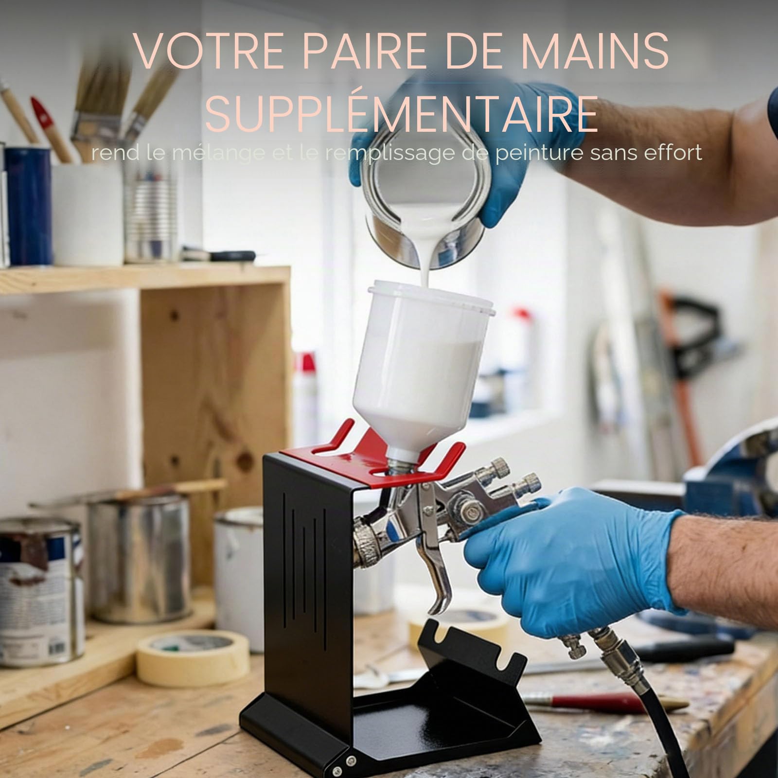 Pistolets à Peinture & Accessoires, Support de Pistolet à Peinture à Alimentation par Gravité/Support, Support de Pistolet à Peinture pour Banc de Travail/Plateau/Station de Travail Robuste
