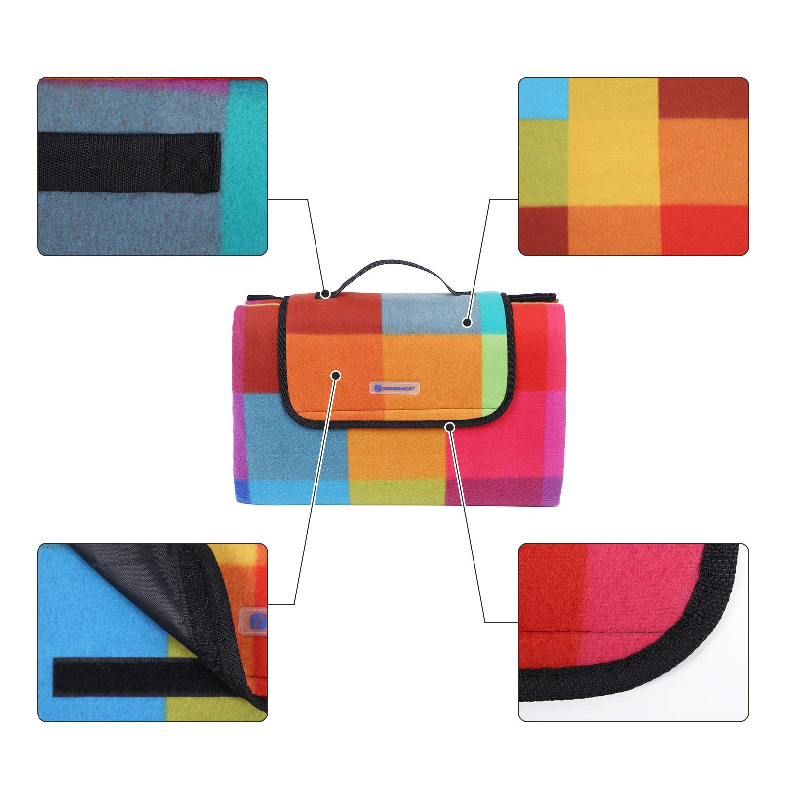 SONGMICS Outdoor Picnic Blanket, WaterResistant Mat, Multifunctional