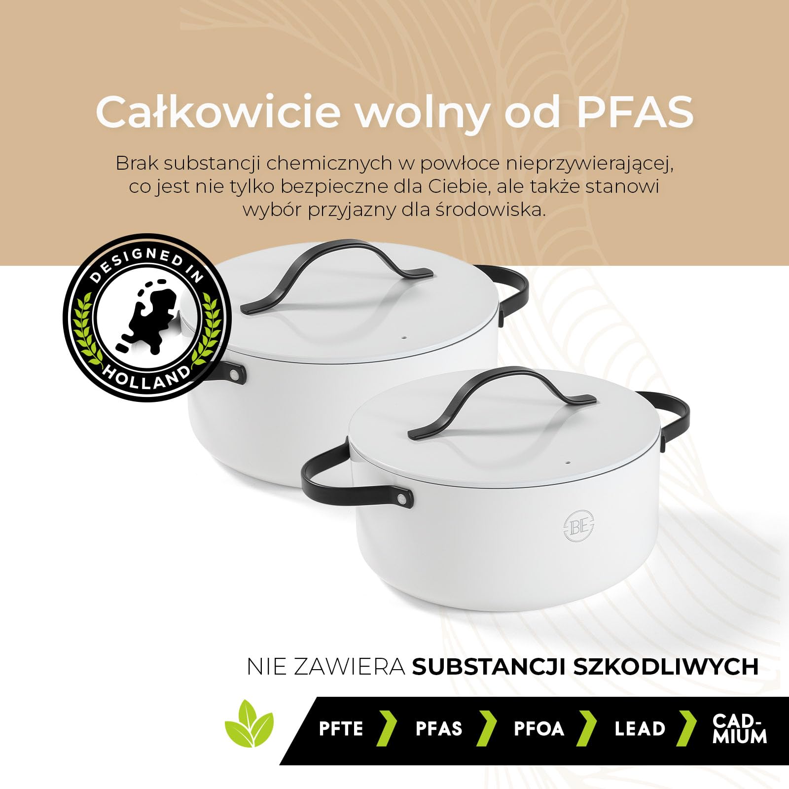 BE Living Essential 2-częściowy zestaw patelni - Ø 24 i 28 cm - garnek do gotowania - ceramika - bez PFAS - indukcja - biały